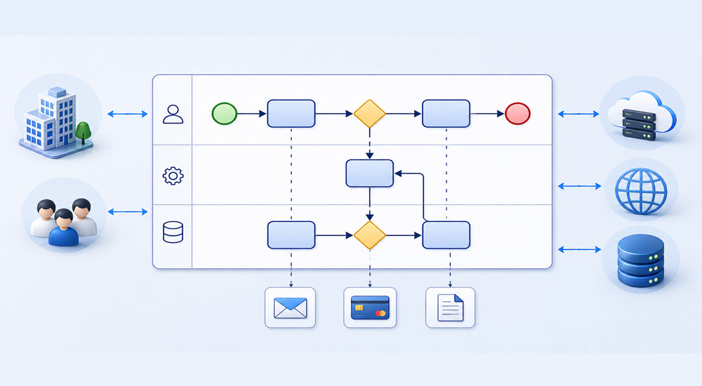 قابلیت مدلسازی تعاملات سازمانی با جهان بیرون به کمک BPMN