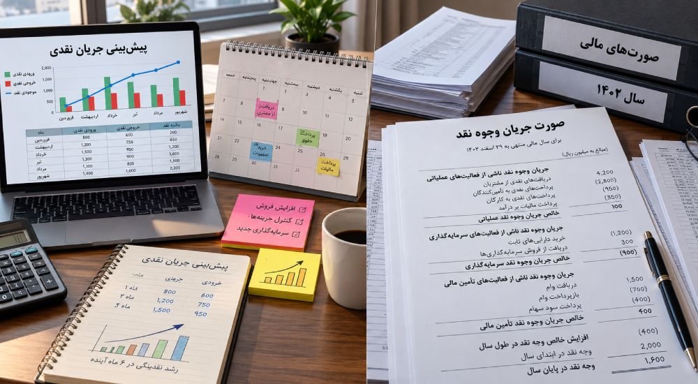 تفاوت پیش‌بینی جریان نقدی با صورت جریان وجوه نقد چیست؟